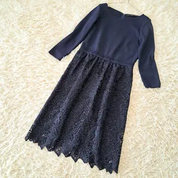 아나이 네이비 절개 도킹 레이스 원피스 38 일본제