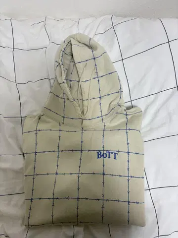 BoTT 격자무늬 후드티 베이지