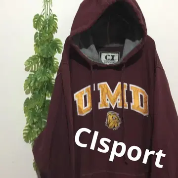 레어 CIsport vintage 후드티 U.M.D. 로고 버건디