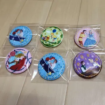 디즈니 자수 캔뱃지 아리엘 푸우 오로라 공주