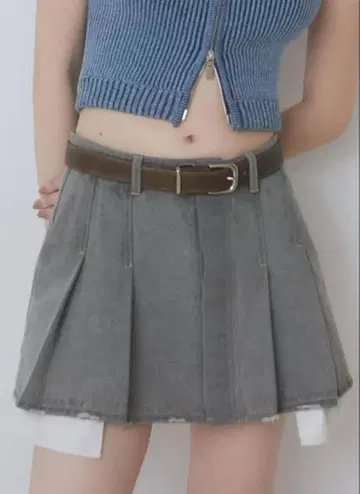 EMODA 데님 플리츠 미니 스커트