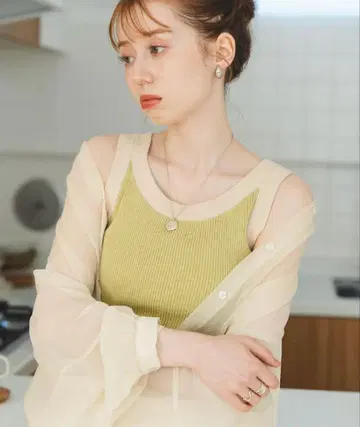 hinari 배색 니트 탱크탑