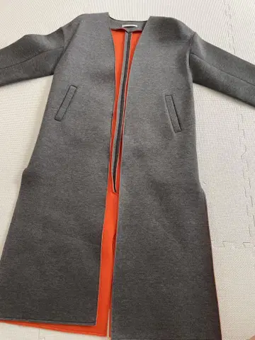 그레이/오렌지 롱 코트