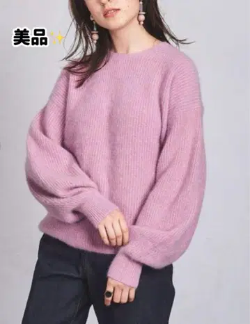 UNITED ARROWS UWCS 폭스 혼방 크루넥 퍼프 슬리브 니트
