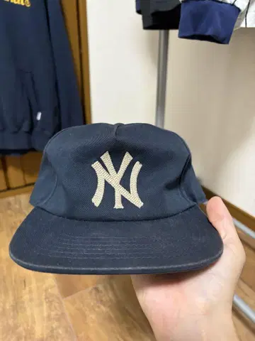 NY 로고 자수 야구 모자 네이비