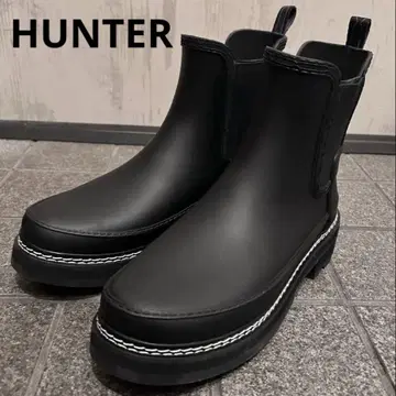 헌터 레인부츠 첼시 플랫폼 24cm 블랙