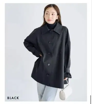Basement 블랙 2wayA 라인 트렌치코트