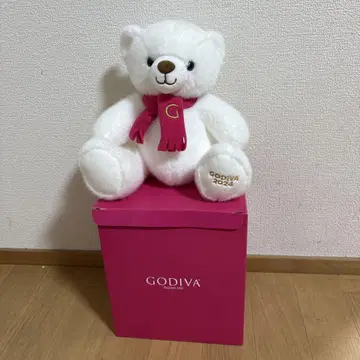 GODIVA 2024 화이트 테디베어 봉제 인형 크리스마스 고디바