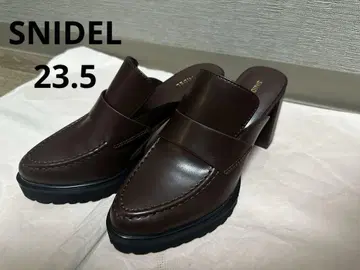 SNIDEL 힐 로퍼 사보 브라운 뮬 23.5