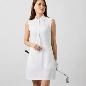 반델 메쉬 폴로 원피스 화이트