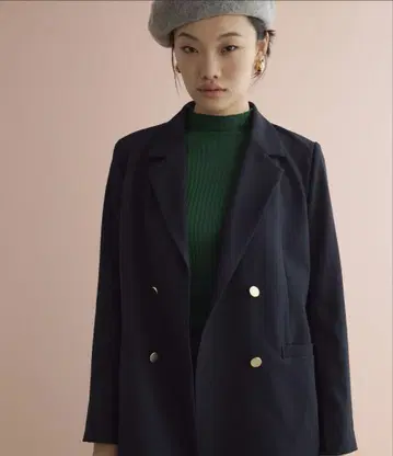 네이비 더블 브레스트 테일러드 자켓