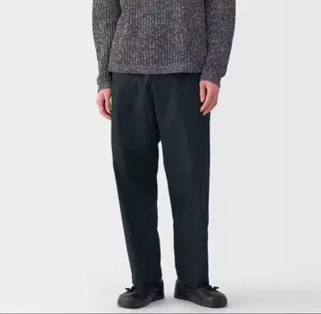 MUJI Labo 틴트 가공 코튼 와이드 팬츠 블랙 M 사이즈