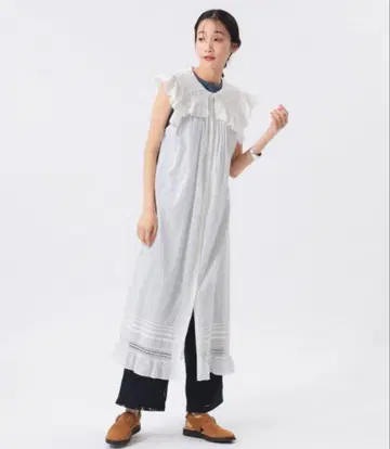 BEAMS BOY 빈티지 레이스 슬리브리스 원피스