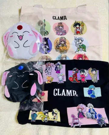 CLAMP전 모코나 파우치 포함 에코백 화이트 블랙 세트