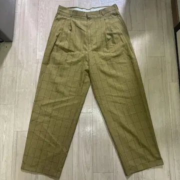 80s 체크 무늬 와이드 팬츠