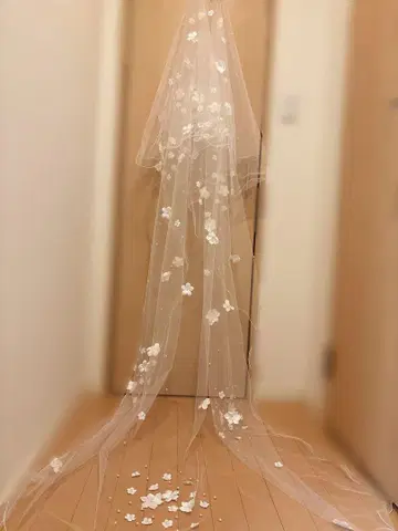 웨딩 베일 꽃무늬 자수 3미터