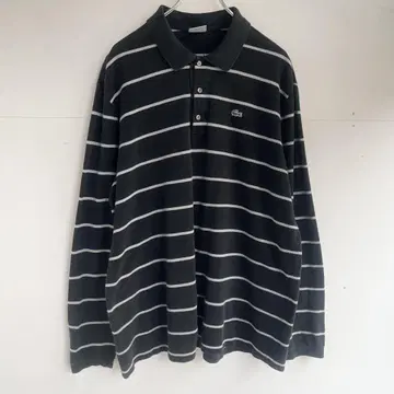 라코스테 빈티지 보더 피케 셔츠 긴팔 구제 의류 LACOSTE 디자인