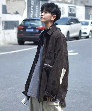 NEOS 빅 실루엣 코듀로이 엘보 패치 셔츠