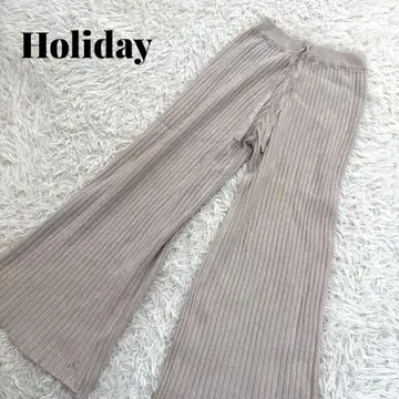 HOLIDAY 니트 플레어 팬츠 허리밴딩 루즈핏 롱 레그 효과 가을/겨울