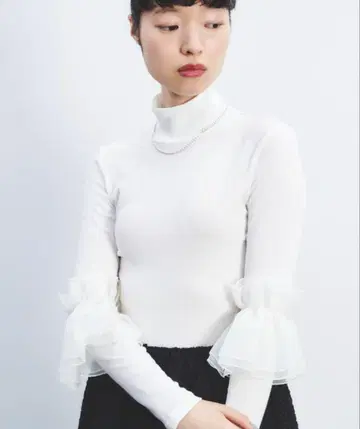 PERNA 튤 장식 티셔츠 바디수트