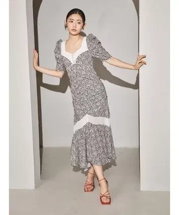 쉬폰 도킹 바리에 프린트 원피스