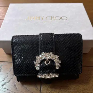 JIMMY CHOO 블랙 가죽 3단 폴더형 지갑