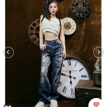 Darich 블록 체크 와이드 데님 팬츠 2024AW