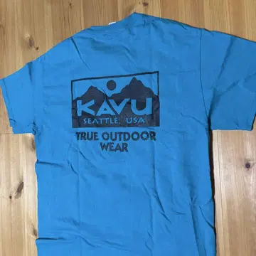 KAVU 백 프린트 T셔츠 터콰이즈 블루