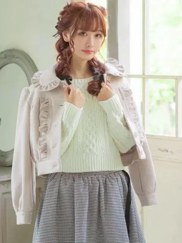 Ank Rouge 프릴 리본 블루종