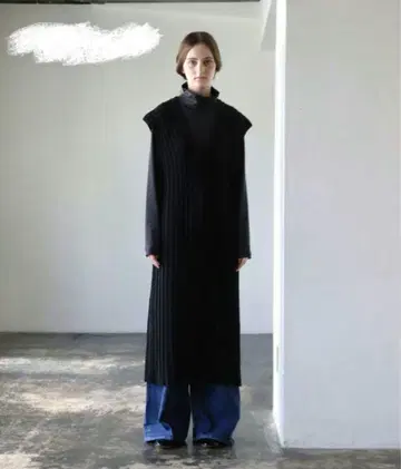[ 새상품급 ] DRESSLAVE 와이드 리브 롱 니트 베스트