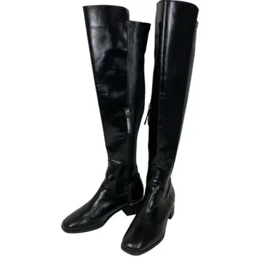 미사용급 ZARA 니하이 부츠 24.5cm 롱 사이드 지퍼 블랙