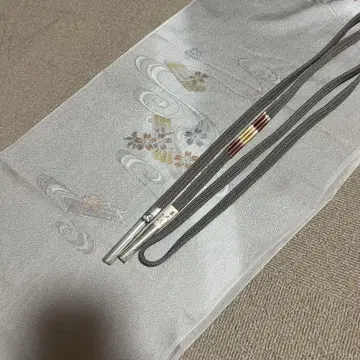 그레이 계열 꽃무늬 오비 장식 천 허리띠 세트