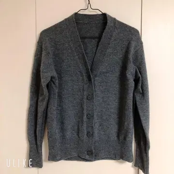 울 100% 그레이 V넥 가디건 S