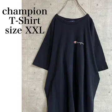 USA제 champion 파랑 택 반팔 T 셔츠 네이비 프린트 XXL
