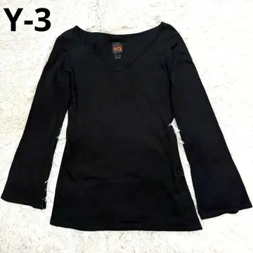 Y-3 (와이쓰리) 원포인트 로고 V넥 긴팔 티셔츠 플레어