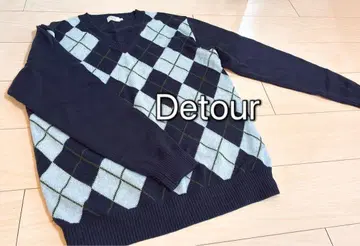 아가일 무늬 니트 스웨터 캐시미어 100% 일본제 Detour