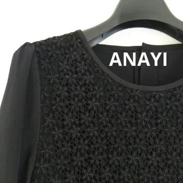 ANAYI 아나이 긴팔 블라우스 꽃무늬 프론트 레이스 블랙 38