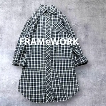 프레임워크 울 믹스 어른 걸리시 체크 미니 셔츠 원피스