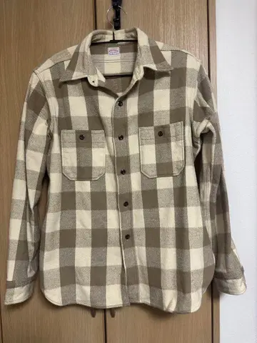 WAREHOUSE 플란넬 셔츠 XXL 베이지 브라운 체크