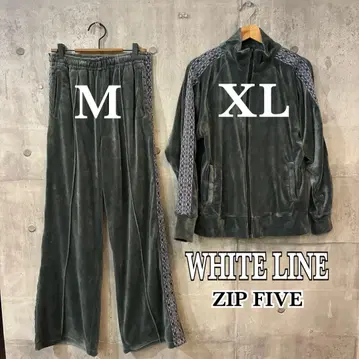 ZIP FIVE WHITE LINE 벨로아 저리 와이드 팬츠 셋업