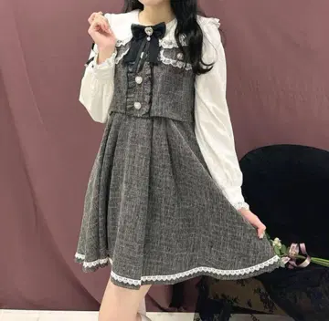 트위드 레이어드 스타일 원피스 블랙 ROJITA 로지타 양산형
