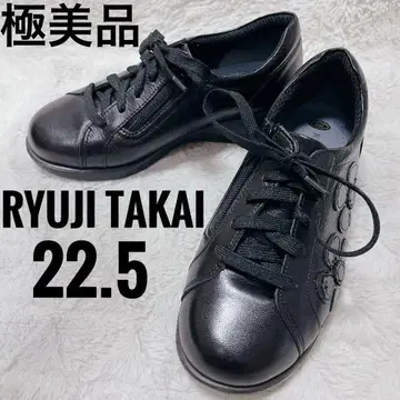 RYUJI TAKAI 블랙 스니커즈 22.5 사이드 지퍼 천연 가죽