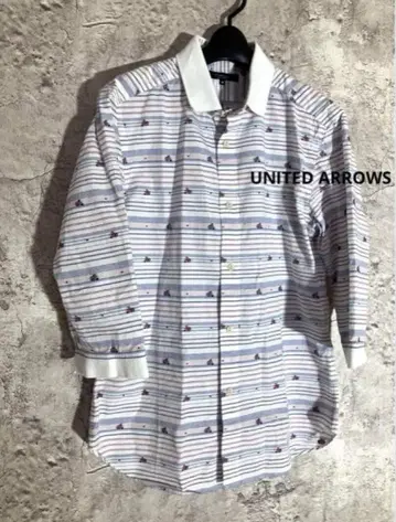 UNITED ARROWS 애로우즈 스트라이프 패턴 자수 긴팔 셔츠 M
