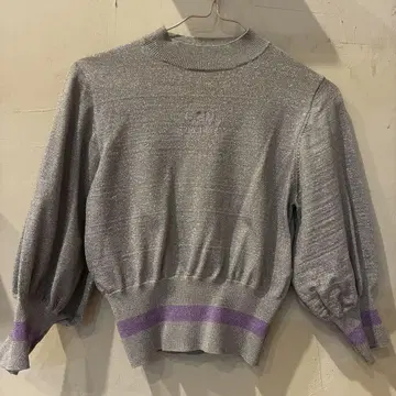 jouetie x aymmy 콜라보 라메 믹스 벌룬 슬리브 스웨터