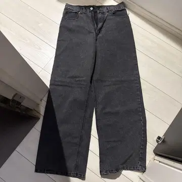 블랙 와이드 데님 팬츠