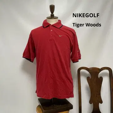 5034 [ 타이거 우즈 골프 ] 나이키 빨간색 피케 셔츠 네이비 옷깃