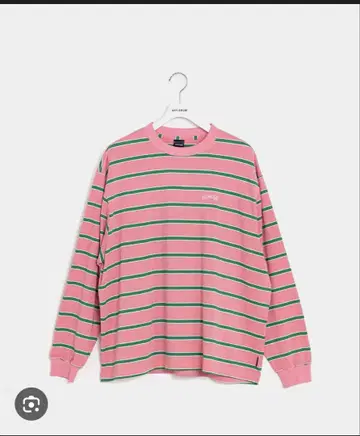 APPLEBUM 스트라이프 긴팔 T셔츠 L/XL 핑크/그린