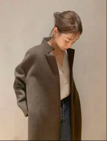 Plage 브라운 롱 코트 체스터 코트 M