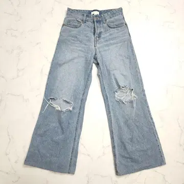 새상품급 H&M 데미지 진 데님 스트레치 와이드 M 상당