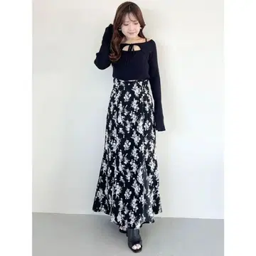 MERCURYDUO 내로우 레이스업 머메이드 스커트